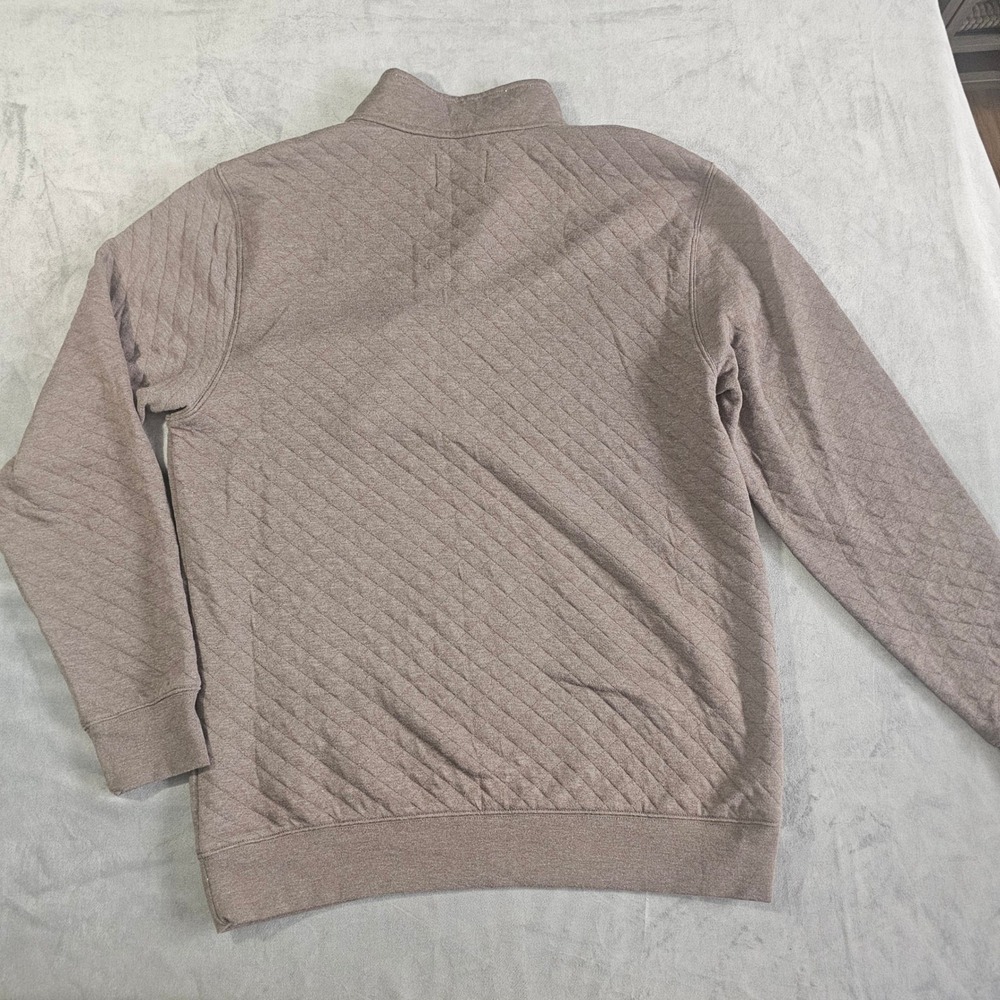 Goodfellow & Co Mens Quilted 1/4 Snap Pullover Brown Heather Sweatshirt Medium - Picture 3 of 7